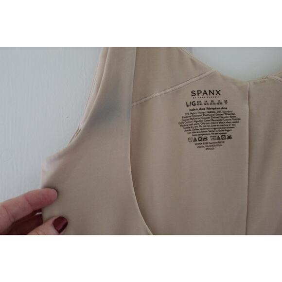 Spanx by Sara Blakely Mid-Thigh Beige Size Large Bodysuit Open Bust - Picture 3 of 9